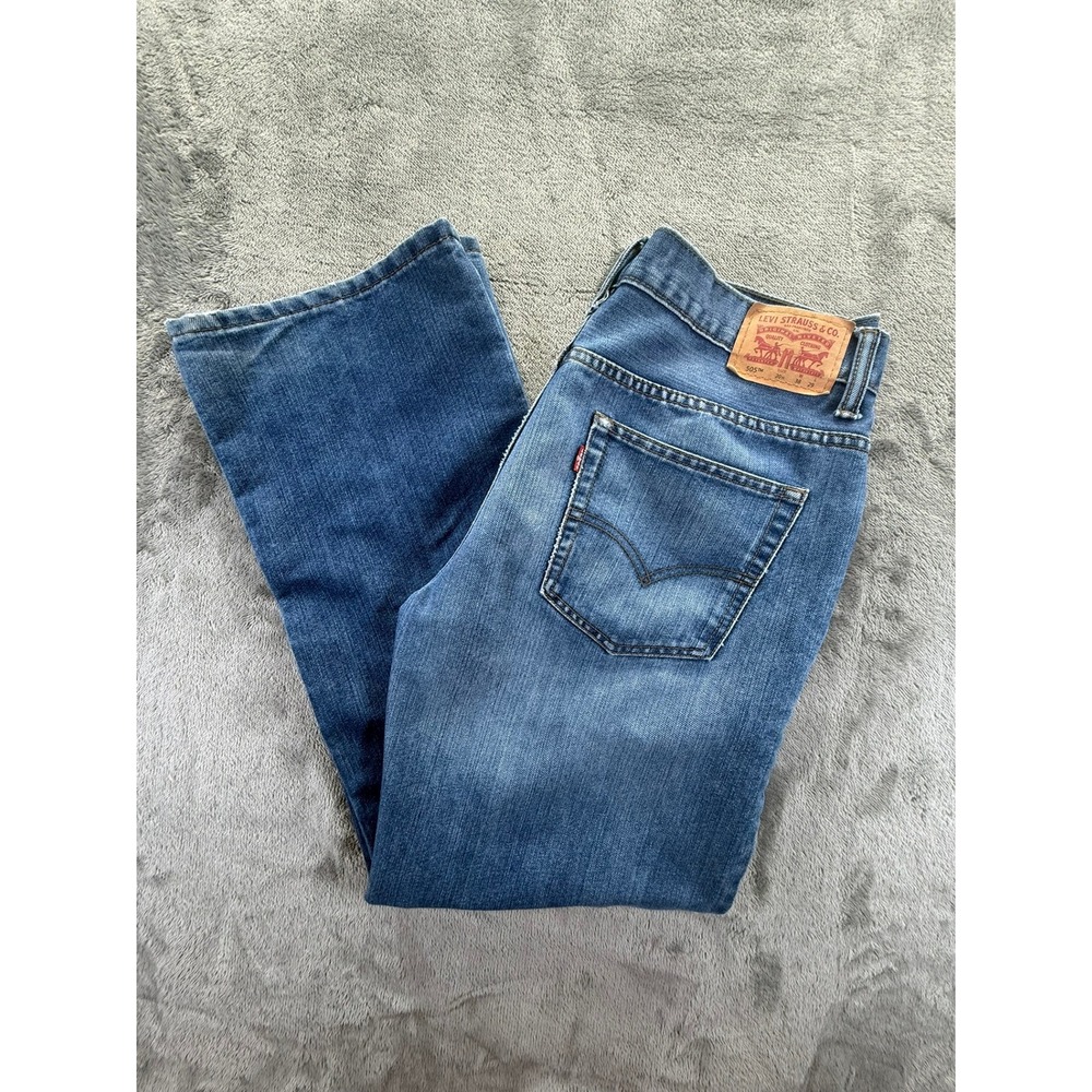 Levis 505 Regular Fit Jeans Medium Wash Blue Denim 20 Husky W38 L29 Mens